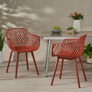 Pair of Noble House Poppy chairs set, modern wooden dining chairs with upholstered seats and sleek design.