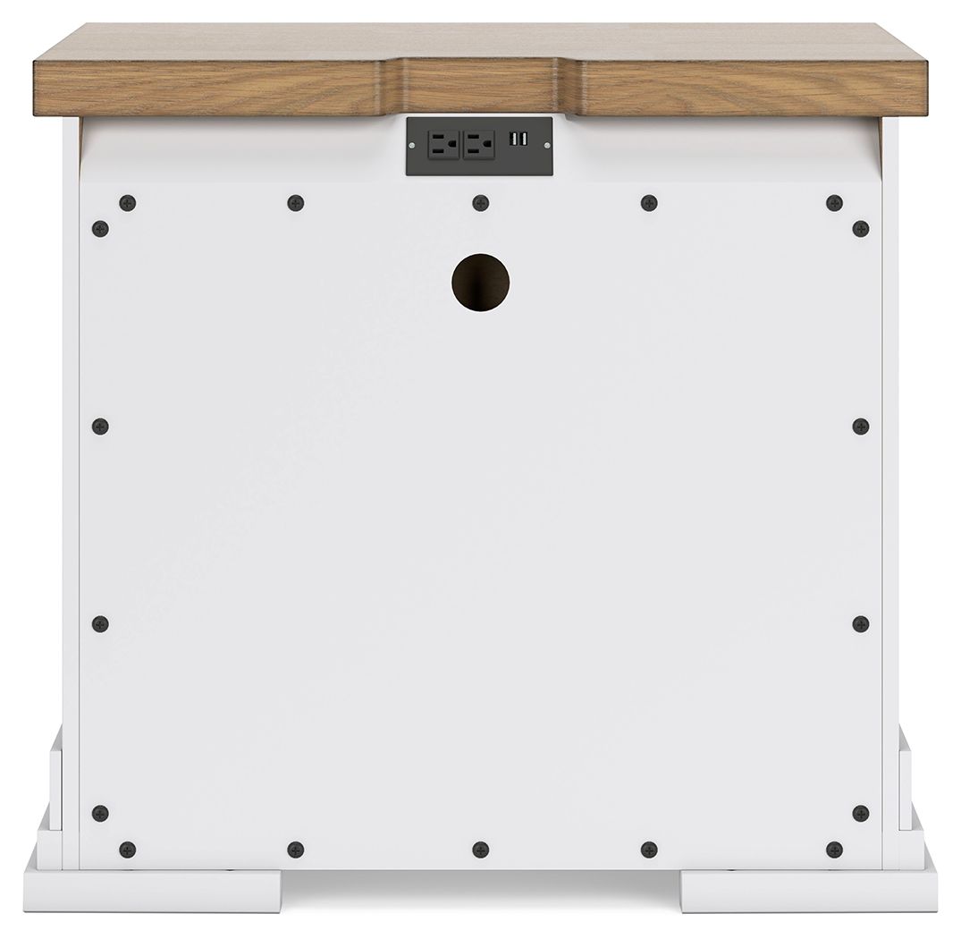 Ashbryn - Three Drawer Night Stand - White / Natural - R&R Furniture Gallery (Fountain Valley, CA)