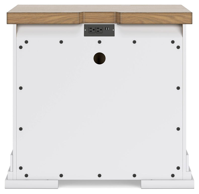 Ashbryn - Three Drawer Night Stand - White / Natural - R&R Furniture Gallery (Fountain Valley, CA)