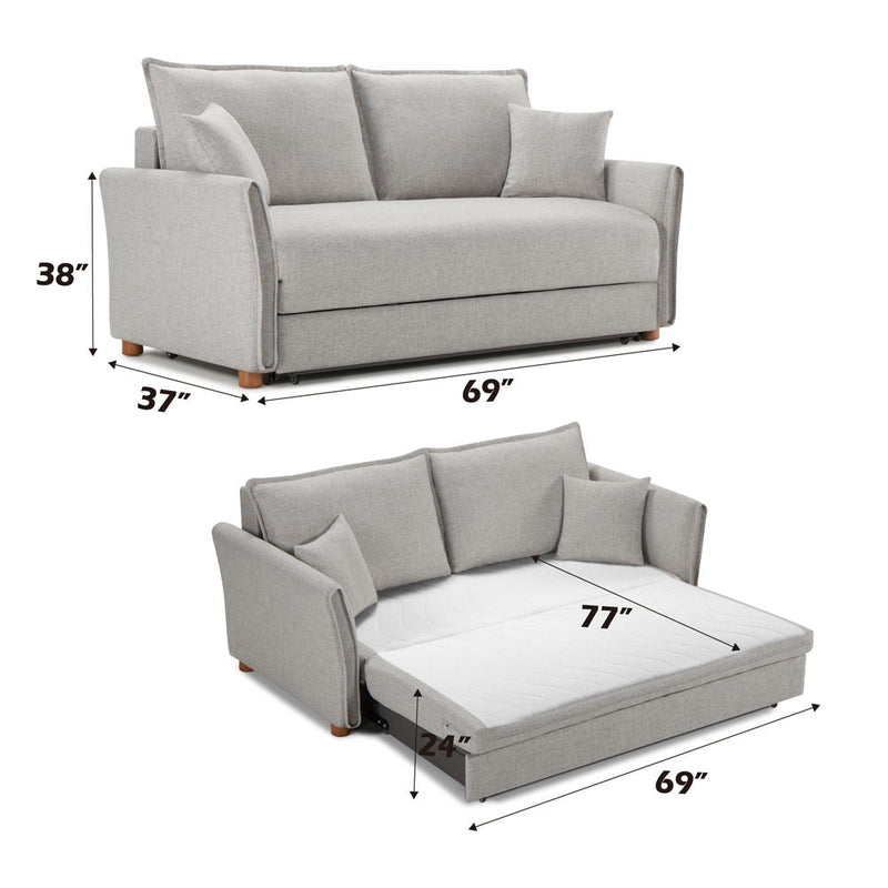 Oran - Sofa With Sleeper - Gray Chenille - R&R Furniture Gallery (Fountain Valley, CA)