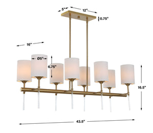 Awyr - 8 Light Linear Chandelier - Bronze