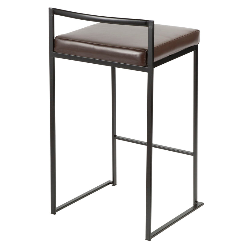 Lumi Source Fuji contemporary style stackable counter stool set with sleek design and modern wood finish for kitchen or bar seating.