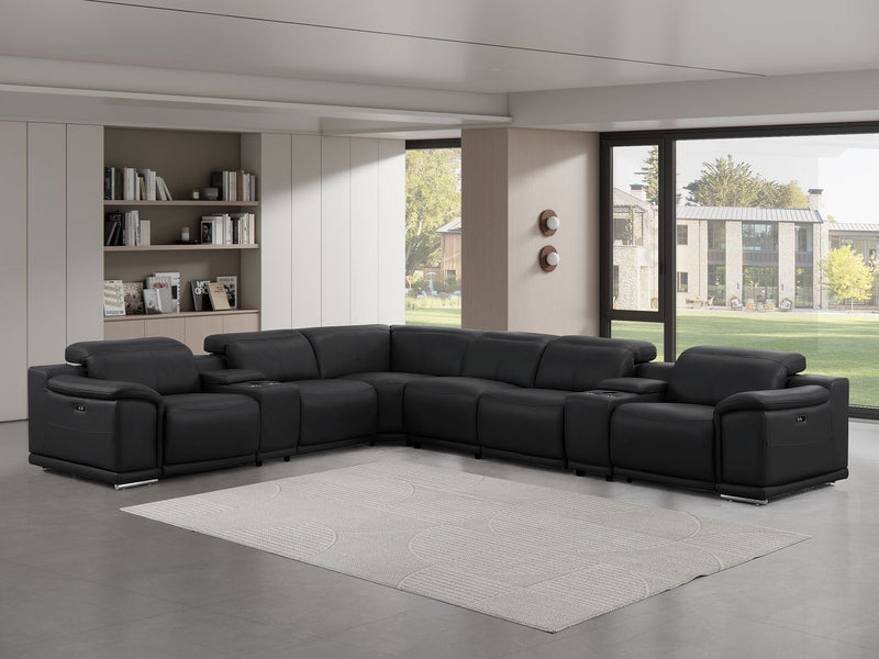 2679 - 8-Piece L-Shaped Power Reclining Sectional In Genuine Leather (4 Recliners) - R&R Furniture Gallery (Fountain Valley, CA)