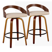 Grotto - Mid Century Modern Fixed Height Counter Stool With Swivel With Round Footrest (Set of 2) - R&R Furniture Gallery (Fountain Valley, CA)