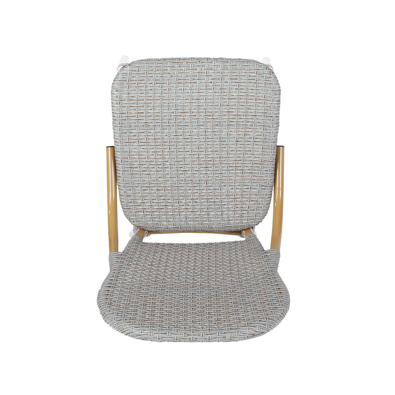 Set of two Noble House outdoor rattan and aluminum armless French bistro chairs in dark gray, perfect for patio or garden seating.