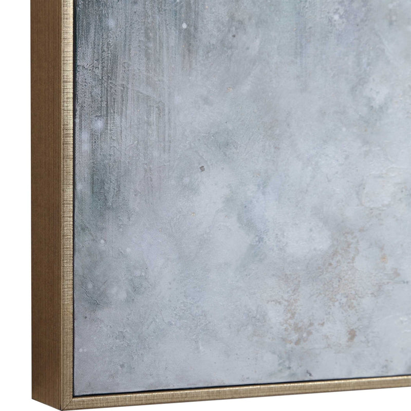 Hand-painted blue canvas art by Uttermost featuring abstract divide design, ideal for modern wall decor.