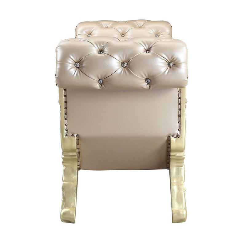 Vatican - Bench - Synthetic Leather, Light Gold & Champagne Silver - R&R Furniture Gallery (Fountain Valley, CA)