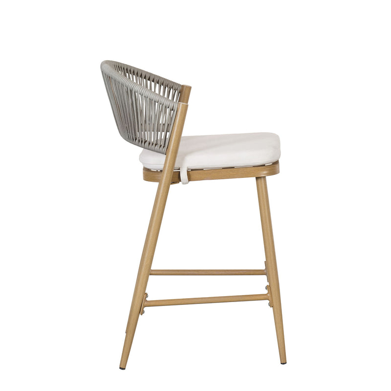 Outdoor 26" Counter Height Metal Frame Counter Stools With Scallop Shaped Backrest & Water Resistant Cushions - R&R Furniture Gallery (Fountain Valley, CA)