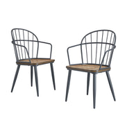 Industrial Inspired Indoor Dining Chair With Metal Legs And Birch (Set of 2) - Black / Natural - R&R Furniture Gallery (Fountain Valley, CA)