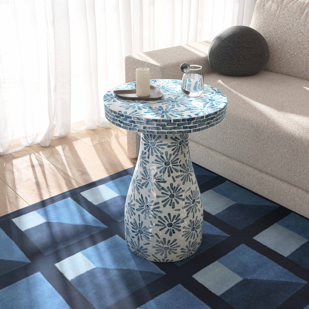 Halio - Checkered Shell Side Table - R&R Furniture Gallery (Fountain Valley, CA)
