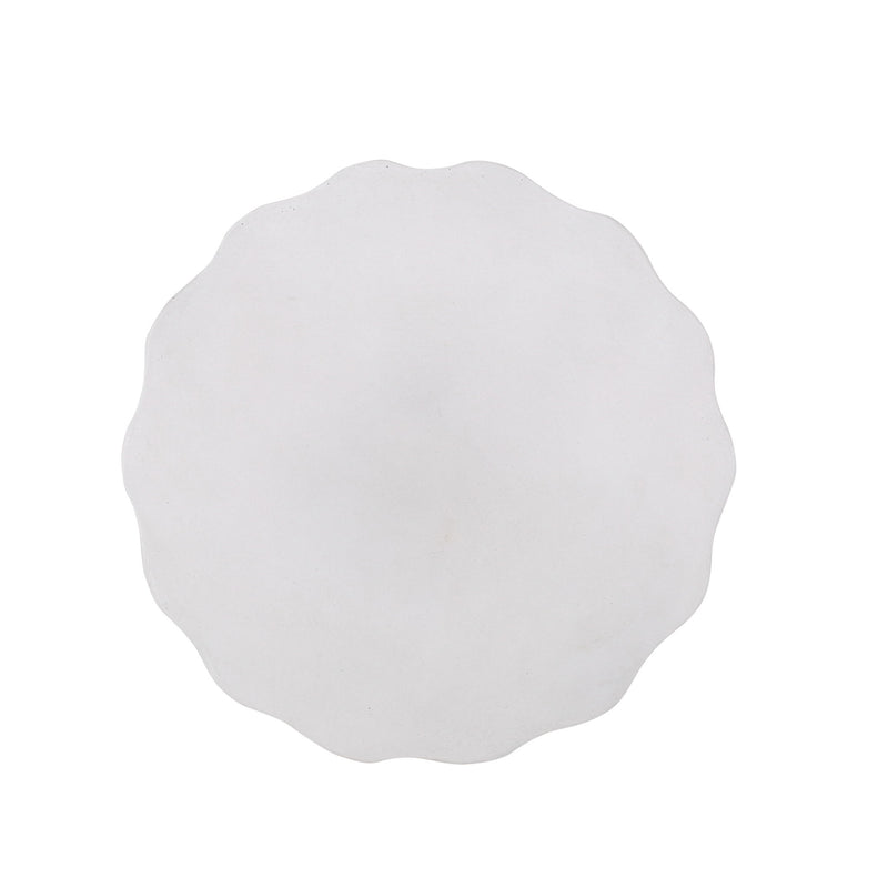 Antique white outdoor end table by Noble House featuring a soft wave edge design, perfect for patio or garden seating areas.