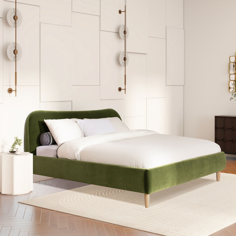 Roman - Curved Headboard Upholstered Platform Bed - R&R Furniture Gallery (Fountain Valley, CA)
