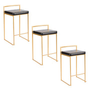 Lumi Source Fuji contemporary glam counter stool set with sleek design and cushioned seats, perfect for modern kitchen or bar area.
