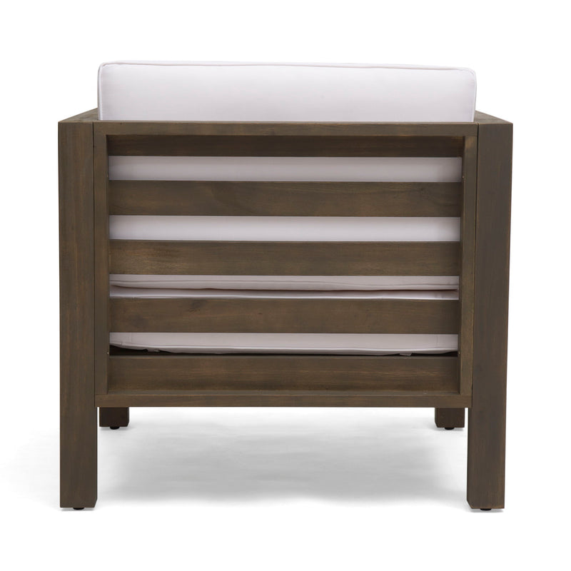 Outdoor Acacia Wood Patio Chair With Fabric Cushion - R&R Furniture Gallery (Fountain Valley, CA)