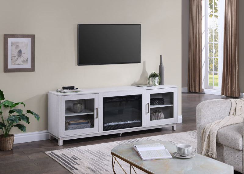 Summit - TV Stand Console With Fireplace - White Walnut Finish - R&R Furniture Gallery (Fountain Valley, CA)