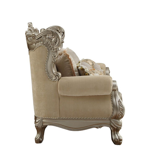 Ranita - Loveseat With 6 Pillows - Fabric & Champagne - R&R Furniture Gallery (Fountain Valley, CA)