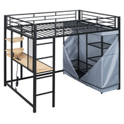 Loft Bed With Desk, Shelves, Power Outlet, LED Light And Wardrobe - R&R Furniture Gallery (Fountain Valley, CA)