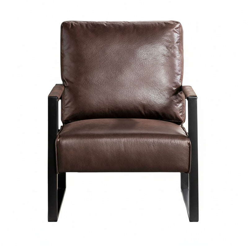 Classic Mid Century Modern Accent Chair With Durable Square Metal Frame, Armchair