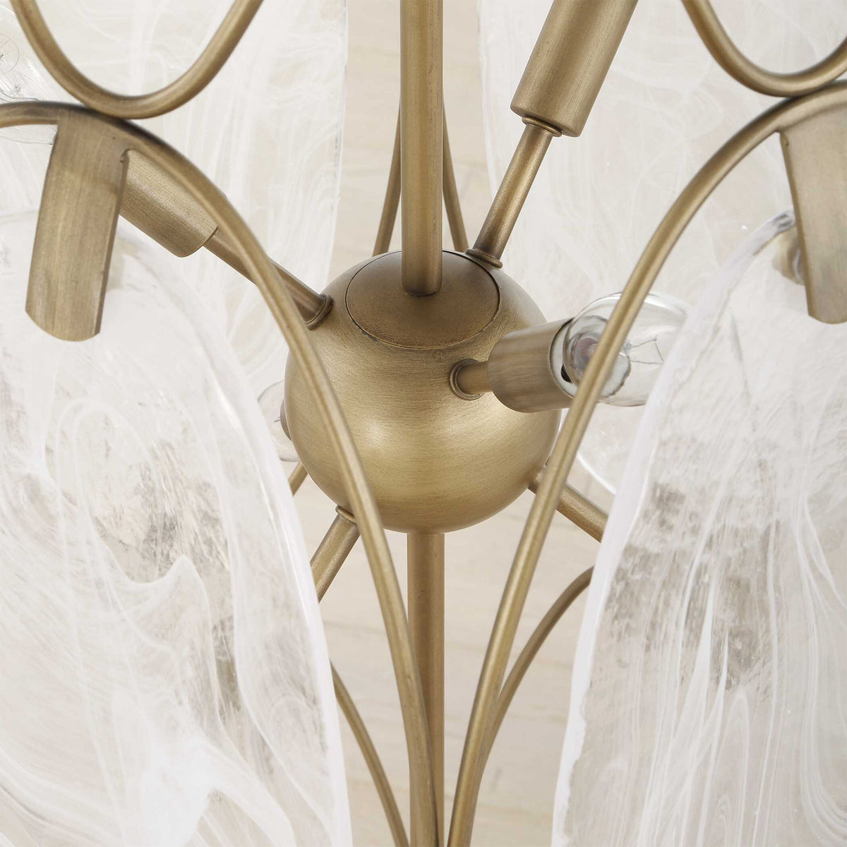 Valencia - 6 Light Glass Panel Pendant - Gold / White