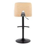 Lumi Source Stella contemporary adjustable barstool set with swivel, rounded T-footrest, suitable for kitchen or bar seating.