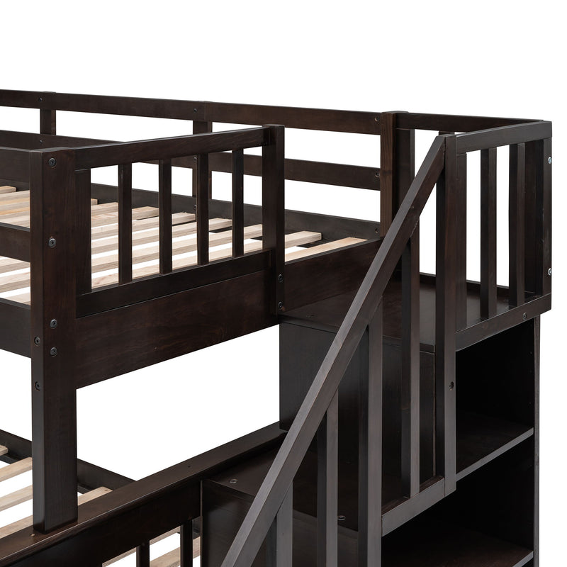 Stairway Bunk Bed With Storage And Guard Rail For Bedroom - R&R Furniture Gallery (Fountain Valley, CA)