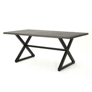 Outdoor aluminum dining table by Noble House with a steel frame, featuring a sleek surface for outdoor meals and gatherings.
