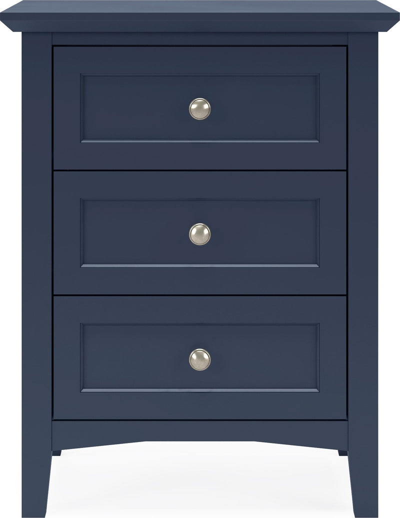 Grace Three Drawer Nightstand in Blueberry