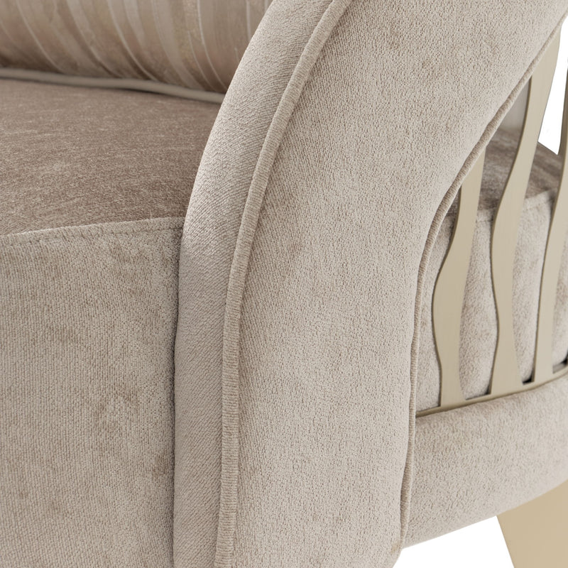 Michael Amini La Rachelle Flame Chair, elegant accent chair with plush upholstery and intricate design details.