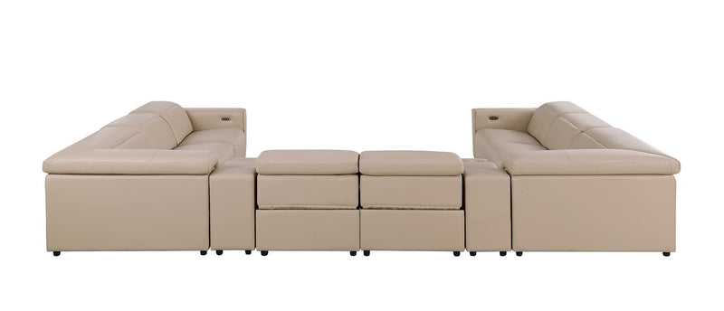 1208 - 10 Piece U Shaped Leather Sectional With 4 Power Recliners & Power Headrest