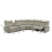 Jayke - Power Motion Sectional Sofa - Light Gray Top Grain Leather Match - R&R Furniture Gallery (Fountain Valley, CA)