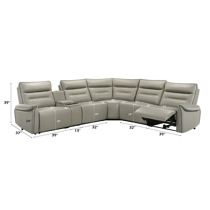 Jayke - Power Motion Sectional Sofa - Light Gray Top Grain Leather Match - R&R Furniture Gallery (Fountain Valley, CA)