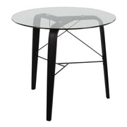 Lumi Source Trilogy contemporary round dining table with sleek tabletop and modern design, perfect for stylish eating spaces.
