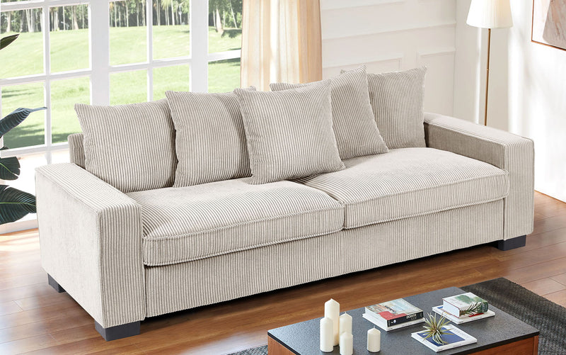 Luxe Sofa With 5 Matching Toss Pillows, Sleek Design, Spacious And Comfortable 3 Seater Couch - R&R Furniture Gallery (Fountain Valley, CA)