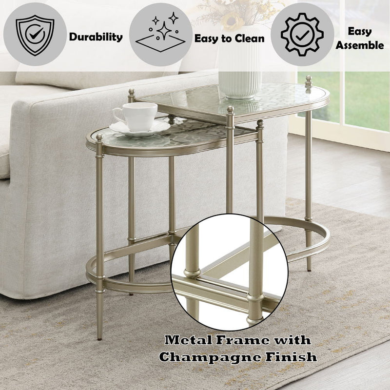 Zaba - Nesting Table - Glass Top & Silver - R&R Furniture Gallery (Fountain Valley, CA)