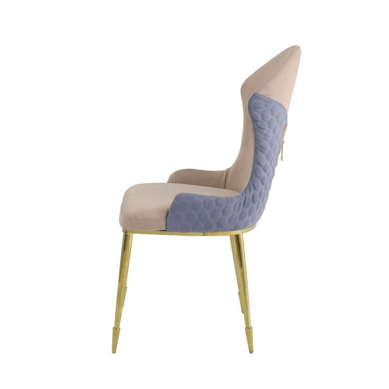 Caolan - Side Chair (Set of 2) - Tan, Lavender Fabric & Gold - R&R Furniture Gallery (Fountain Valley, CA)