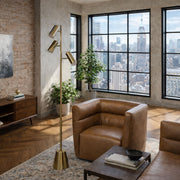 Lumina - Floor Lamp With Rotary Switch Triple Spots Cone Base - Gold - R&R Furniture Gallery (Fountain Valley, CA)
