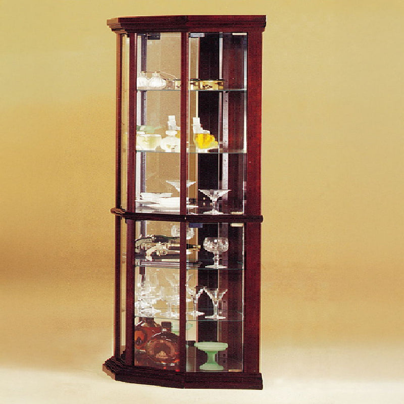 Huxley - Curio Corner Cabinet - Cherry - R&R Furniture Gallery (Fountain Valley, CA)