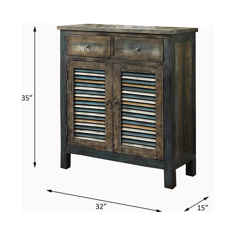 Glancio - Console Cabinet - Antique Oak & Teal - R&R Furniture Gallery (Fountain Valley, CA)