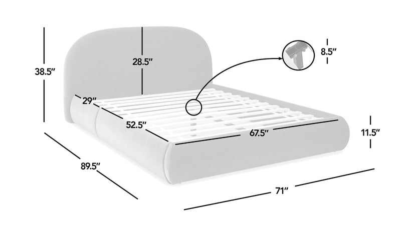 Archie Puffy Grounded - Upholstered Platform Bed - R&R Furniture Gallery (Fountain Valley, CA)