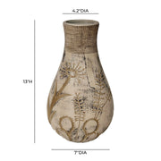 Earthenware - Floral Pattern Vase - Gray - R&R Furniture Gallery (Fountain Valley, CA)