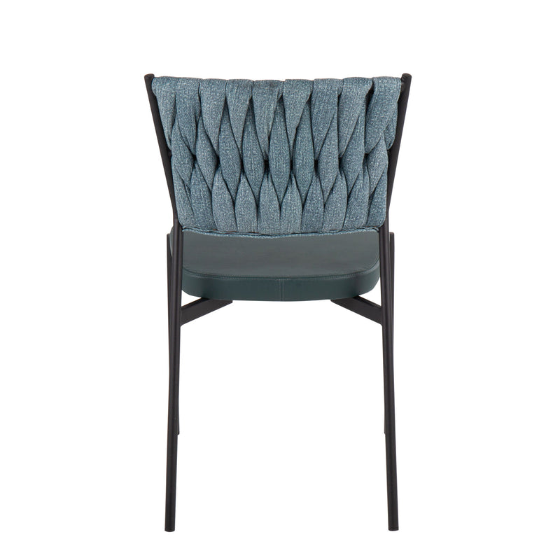 Set of two Lumi Source Tania braided contemporary chairs with woven seats and wooden legs, modern design for stylish living spaces.