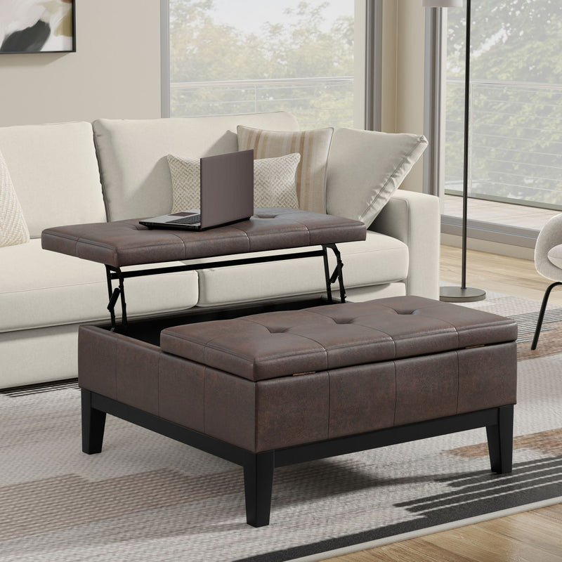 Dover - Multifunctional Lift Top Coffee Table Storage Ottoman - R&R Furniture Gallery (Fountain Valley, CA)