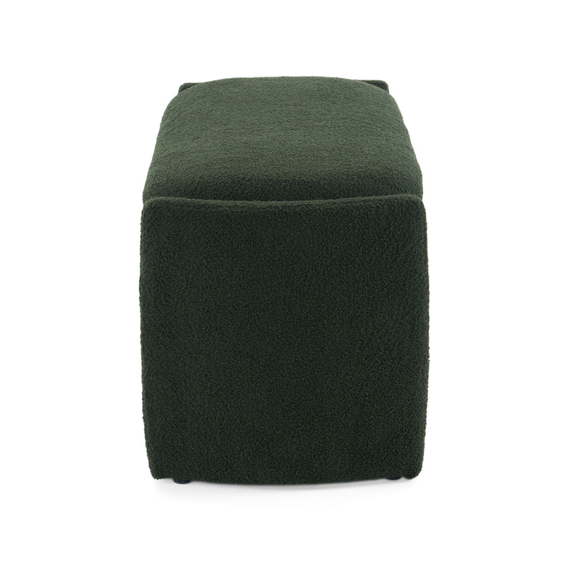 Elegant Long Shaped Storage Ottoman Bench, Boucle Material, Simple And Grand Design - Dark Green - R&R Furniture Gallery (Fountain Valley, CA)
