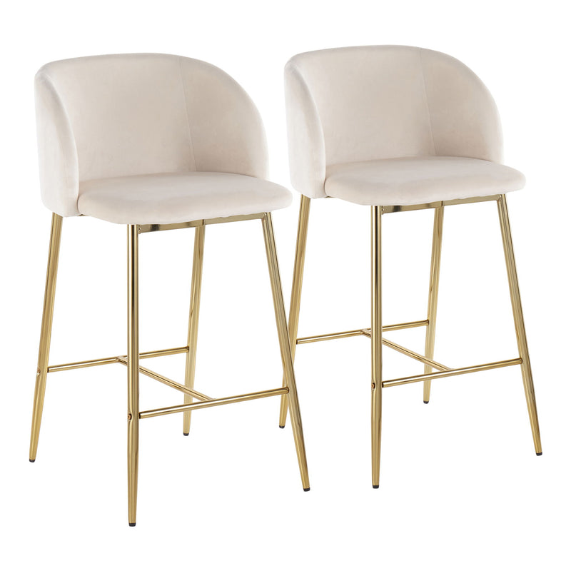 Lumi Source Fran contemporary counter stool set of 2 with sleek design, wooden legs, and cushioned seats for modern dining areas.