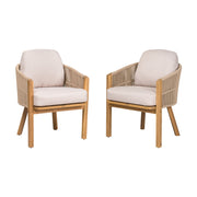 Grotta - Outdoor Dining Arm Chair (Set of 2) - Teak / Beige - R&R Furniture Gallery (Fountain Valley, CA)