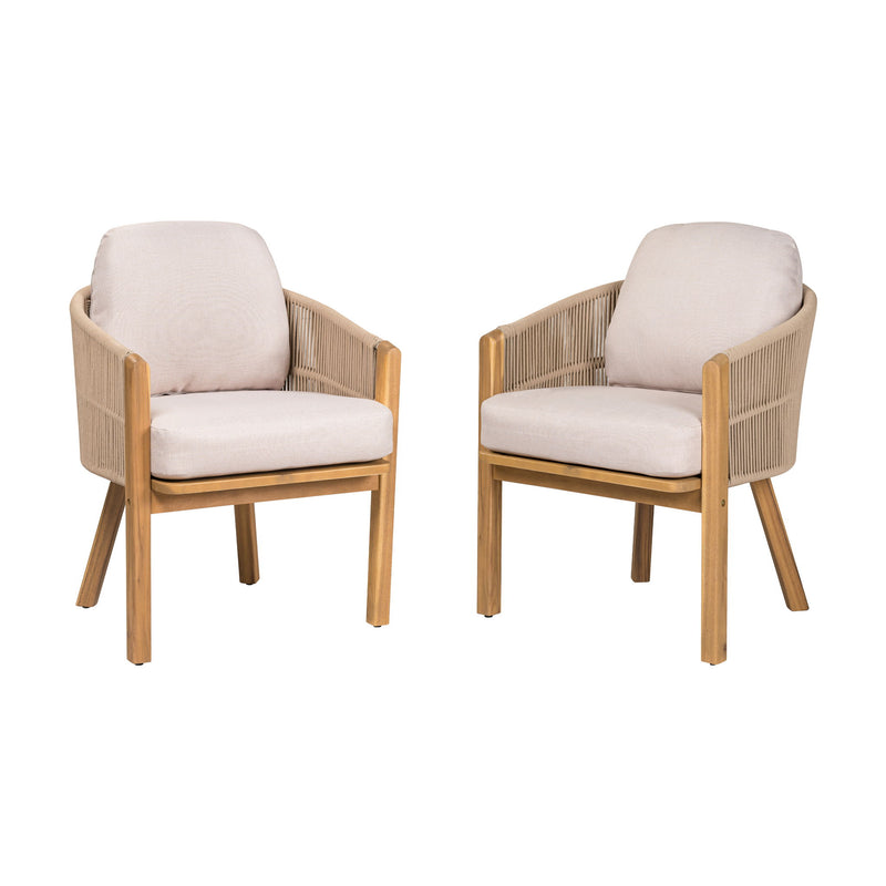 Grotta - Outdoor Dining Arm Chair (Set of 2) - Teak / Beige - R&R Furniture Gallery (Fountain Valley, CA)