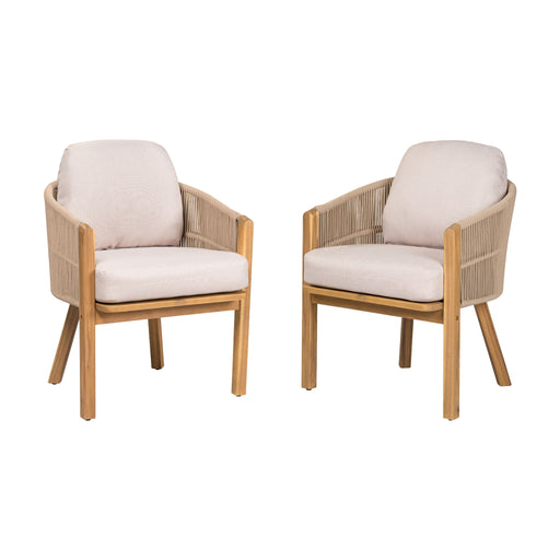 Grotta - Outdoor Dining Arm Chair (Set of 2) - Teak / Beige - R&R Furniture Gallery (Fountain Valley, CA)