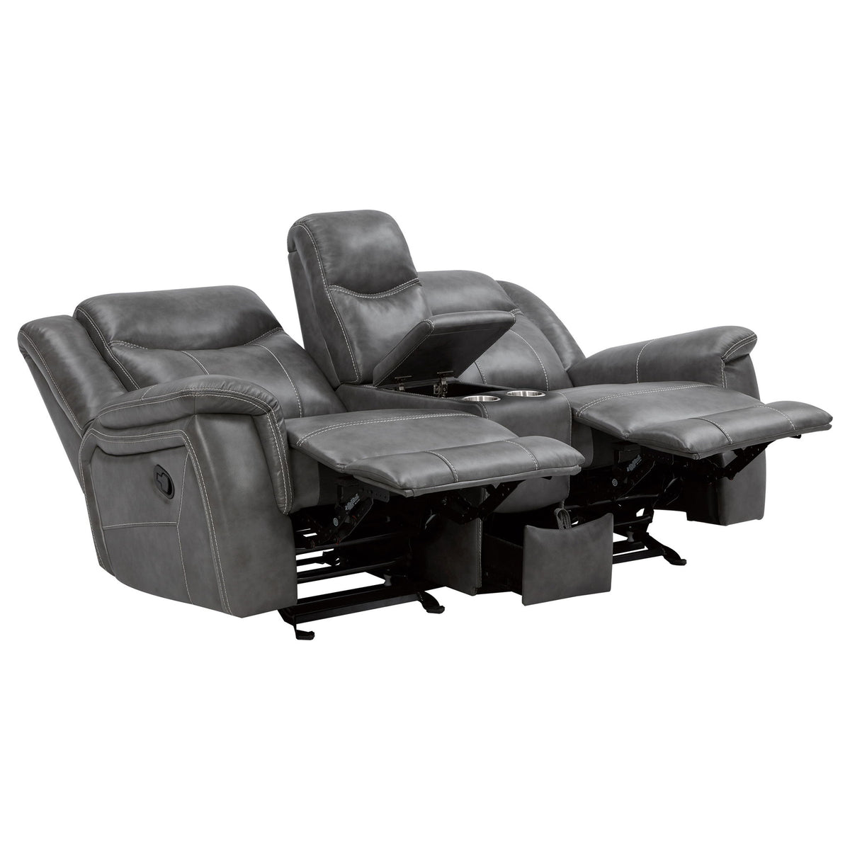 Carmen - Cool Motion Loveseat With Storage, With Reclining Function And Built In Storage - Gray