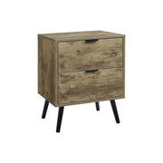 Brown 8th Street accent table with storage drawers, showcasing a sleek design and functional surface for living space decor.