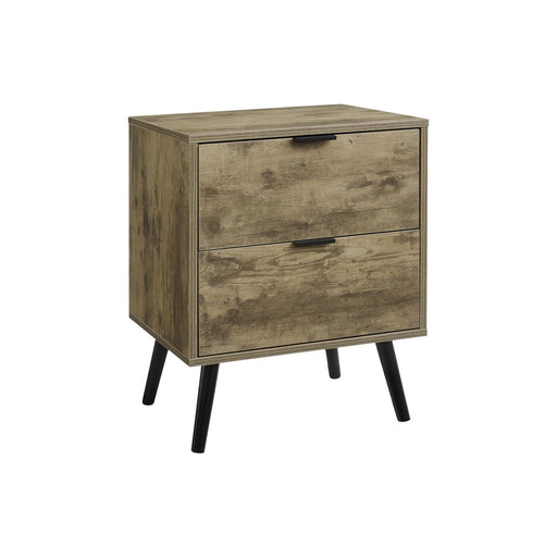 Brown 8th Street accent table with storage drawers, showcasing a sleek design and functional surface for living space decor.